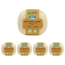 Organic Butcher’s Twine for Cooking & Trussing – 2mm Heavy-Duty Natural Cotton Kitchen Twine 1000 Feet – Food-Safe, Oven-Safe String for Meat, Turkey, Baking, & Crafts