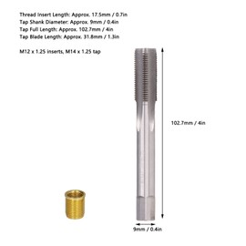 10pcs M12x1.25 Inserts with M14x1.25 Tap 14mm Rethreaded Kit Spark Plug Thread Hole Repair Tools Metal