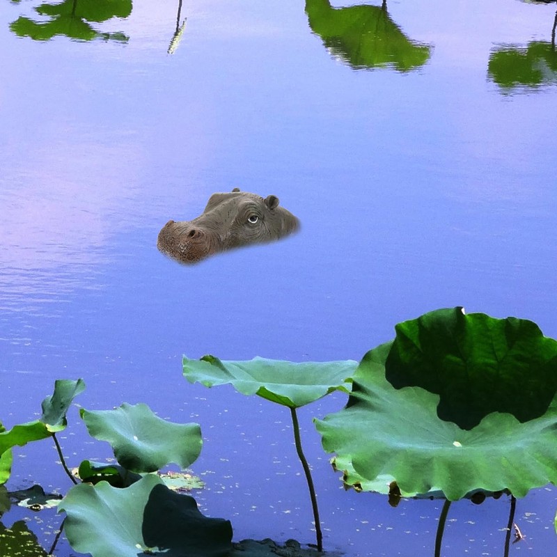 Cabilock Hippo Decoration Resin Floating Pond Statue Hippo Sculpture Outdoor