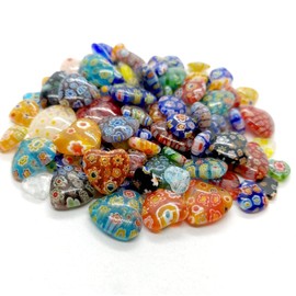 1/4 Pound Lovely Heart Shape Millefiori Lampwork Glass Beads Selected Quality by Beading Station (10mm~24mm(100pcs))