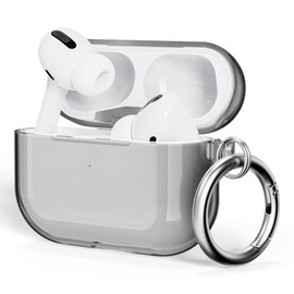 ULAK Compatible with Airpods Pro Case Cover, Designed Protective Cover Soft TPU Shockproof Case Accessories with Keychain for Airpods Pro 2019 [Front Led Visible],Black