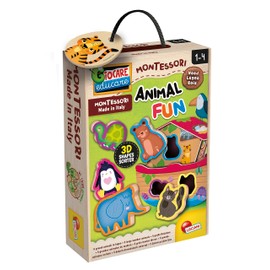 Liscianigiochi 96893 Wood Animal Fun Montessori Baby Wooden Cube Puzzle 3D Noah's Ark