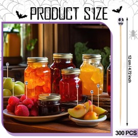 Chengu 300 Pcs Skull Head Bamboo Cocktail Picks Skull Toothpicks Fruit Food Hamburger Toothpicks Cupcake Toppers for Halloween Holiday Birthday Party Decoration Sticks
