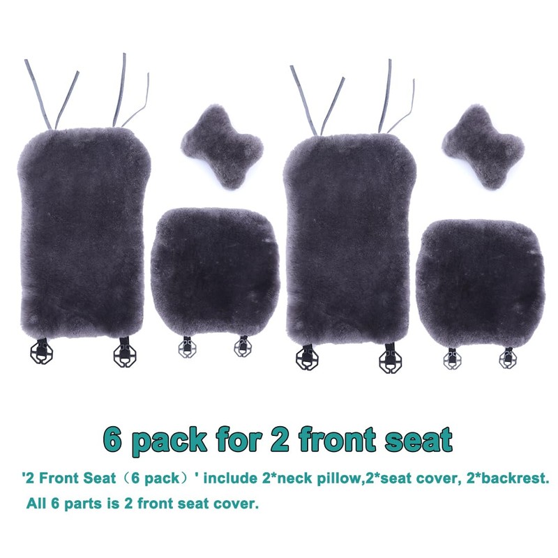 OGLAND 2 Pack Fur Fluffy Sheepskin Car Seat Covers for