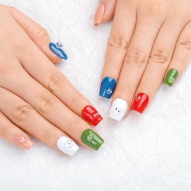 Sethaxy Handmade Nail Tip, Short Ballerina Tip, Butterfly, Press On Nail, 3D Relief, Plain, Rhinestones, False Nails, Star Pattern, 3D Nails, Cute, Fashion, Fake Nails, Fashion, For Small Nails,