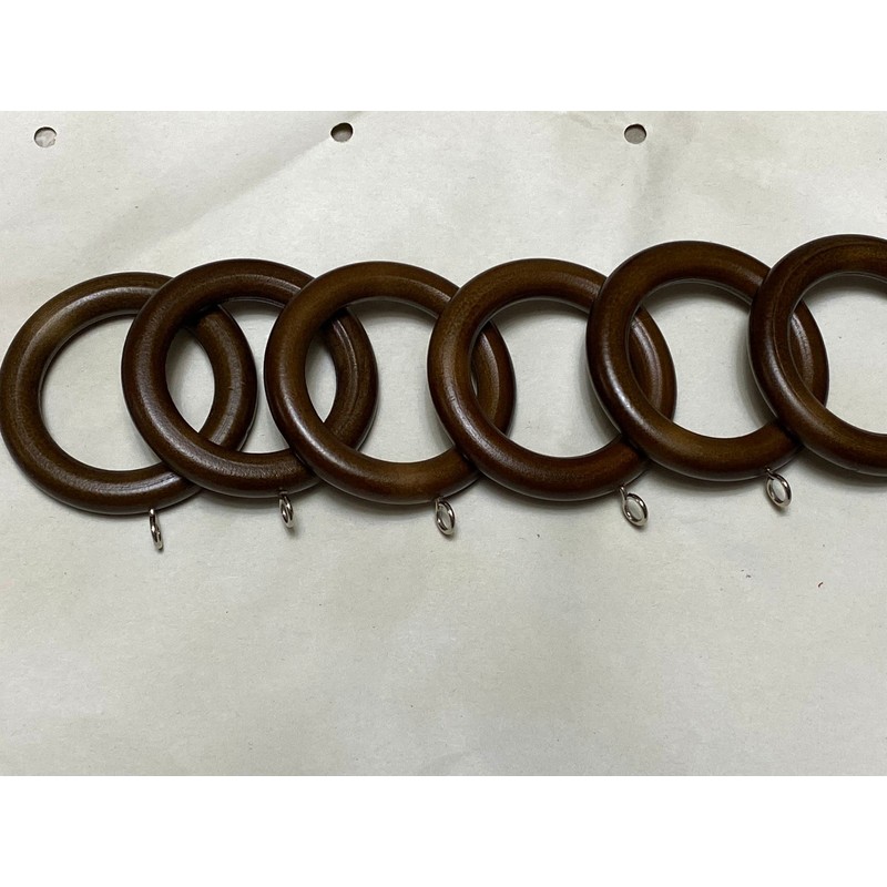 Homeelabador 45mm Wooden Curtain Hanging Ring hooks with Eyes (Brown