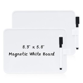 2Pcs Magnetic Dry Erase Board, 5.8"x8.3" Small Dry Erase White Board with Dry Erase Marker, Mini Whiteboard for Kitchen Office