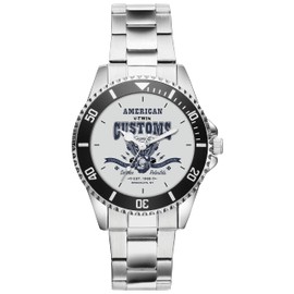 KIESENBERG 21292 Men's Watch Biker Motorcycle Chopper V-Twin Fan Watch Gift Analogue Quartz Metal Strap Watch, black, Bracelet