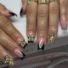 SINHOT Square Press on Nails Medilum - Black French Tip