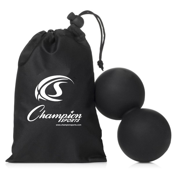 Champion Sports Peanut Massage Ball, 2.5”, Black Rubber - Deep Tissue Roller Balls for Increased Mobility - Trigger Point Relief on Feet, Back, Neck, Shoulders - Premium Myofascial Release Tools