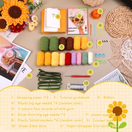 ENCHOL Beginner Crochet Kit, Sunflower Bouquet Crochet Kit, Complete Flower Crochet Kits for Starters with Step-by-Step Video Tutorials for DIY Craft Creations, Mother's Day