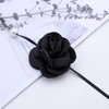 Wendalern Flower Pearl Choker Necklace for Women Black Satin Rose