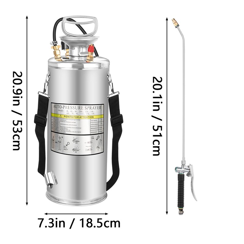 2 Gallon Stainless Steel Pump Sprayer - Hand Pump Sprayer