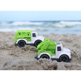 Toddler Car Toys Set for 1-3 Year Old, BPA Free, Phthalates Free, PVC Free, Truck, Garbage Truck, Christmas Birthday Gifts for 2 3 4 Year Boy Girl, Dishwasher Safe, Pretend Play, Beach, Stroller Toys