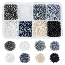 NBEADS 1, 12500pcs 12/0, Ceylon-Glas, Runde Perlen, lose Perlen für Schmuckherstellung, grau