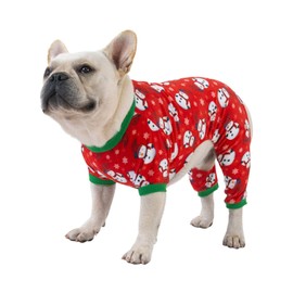 CuteBone Dog Christmas Pajamas Puppy Onesies Small Dogs Soft Pjs Coat Cat Apparel Comfy Pet Clothes Outfit Doggie Bodysuit P136XS