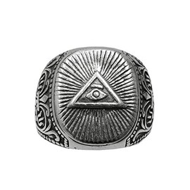 Sterling silver biker men ring solid eye of the providence 925 size L - Z++++++ Empress jewellery