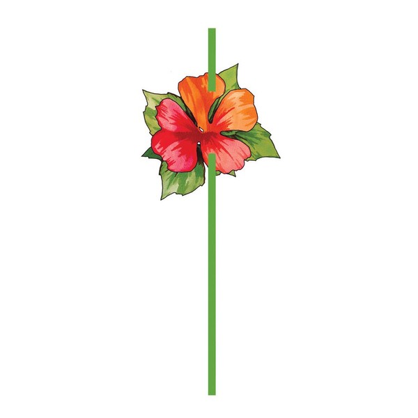 Creative Converting 6 Count Straws with Flower Attachments, Bamboo Weave