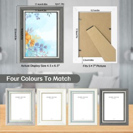 Sekonow 5x7 Picture Frame, 4 Pack Wood Pattern Rustic Picture Frames, Photo Frame for Family Friends Wedding, Horizontal and Vertical Tabletop Display, Multicolour B