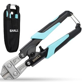 SHALL Mini Bolt Cutter, 210mm/8-inch Heavy Duty Wire Cutter, Two-Color Ergonomic Handle, Security Lock, More Efficient Leverage & Adjustable Opening, Belt Bag Included