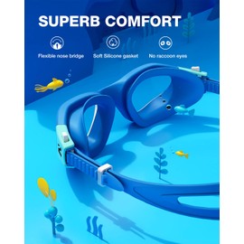 ZIONOR G1MINI Children's Swimming Goggles Polarised / Non-Polarised Comfortable Children's Swimming Goggles Anti Fog UV Protection Swimming Goggles for Girls and Boys (Years 6-14)