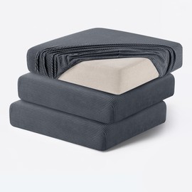 Hokway Stretch Individual Couch Cushion Slipcovers Reversible Cushion Protector Slipcovers Sofa Cushion Protector Covers(Grey,Small-3PC)