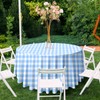 RINDOJIN 2 Pack Light Blue Gingham Tablecloth Round 84 x