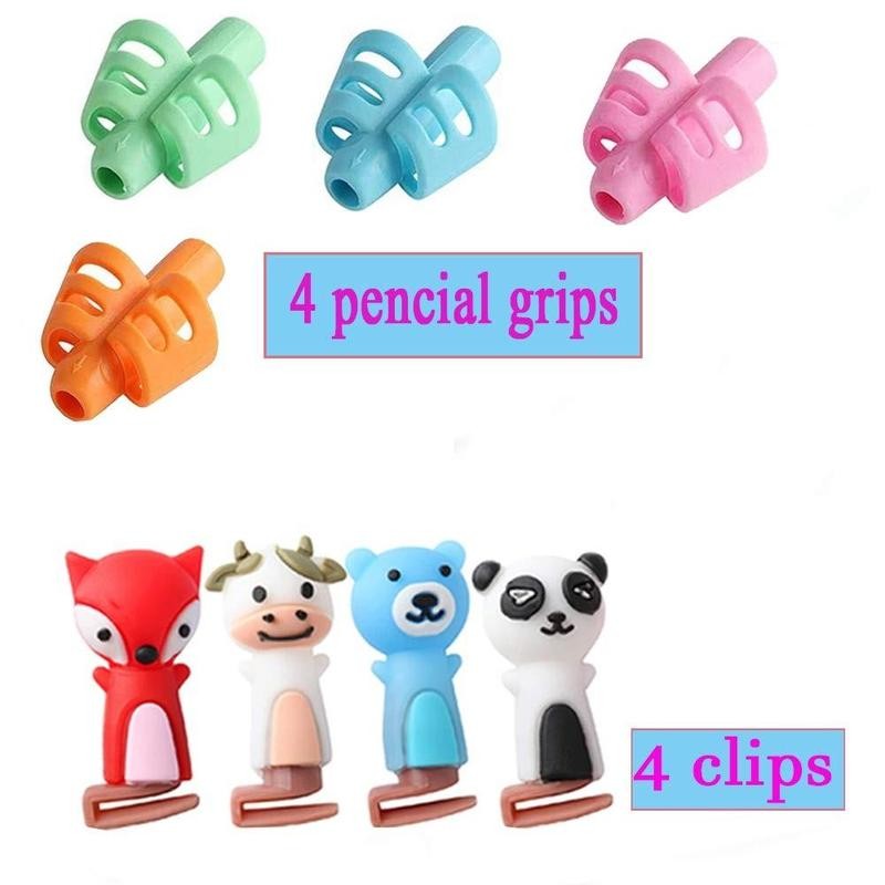 Pencil Grip & Clip Set, Including 4 Counts Pencil Grip