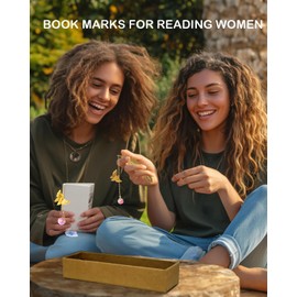 Gibaniza Book Lovers Gifts, Stockings Stuffers for Mens Women,Metal Bookmarks,2 Pack Fancy Feather Leaf Book Mark with Butterfly for Book Lovers Christmas