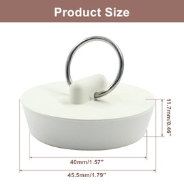 Auvotuis 2Pcs Rubber Drain Stopper Fits 1-5/8 Inch to 1-3/4 Inch, Bathtub Drain Plug with Hanging Ring, Rubber Sink Stopper Drain Plug for Bathtub, Kitchen and Bathroom (White)