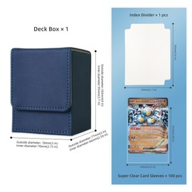 ARCHIVALPRO Card Deck Box Setwith 100 Pcs Sleeves & 1 Divider, Trading Card Storage Box Fits 160+ Cards(Blue)