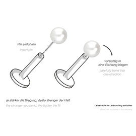 PIERCINGLINE Titanium Attachment with Push Pin Synthetic Pearl without Labret Stud Piercing Ear Conch Tragus Helix Choice of Sizes, Titanium Faux Pearl