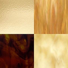 4 Amber Variety Stained Glass Sheets (8" x 10")