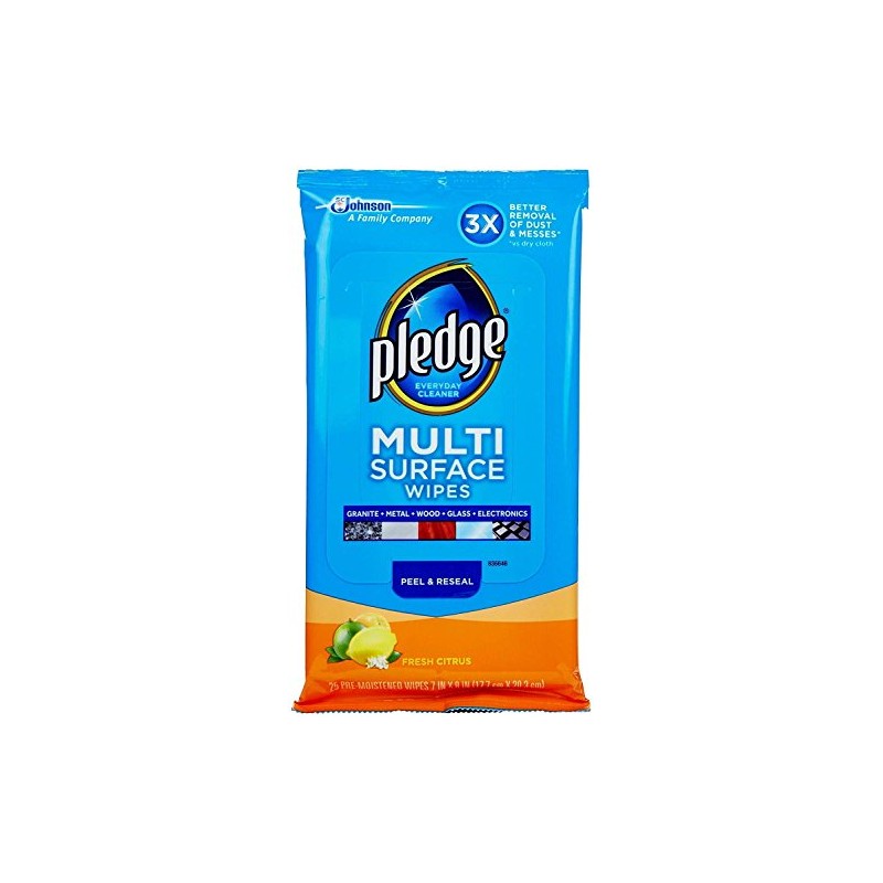 Pledge Multi Surface Everyday Wipes 25 ea (Pack of 6)