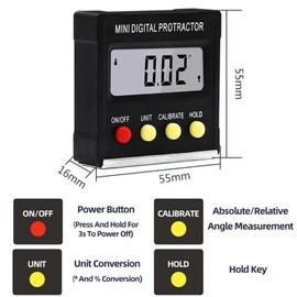 Bestgle Mini Angle Gauge Digital Angle Finder Protractor Magnetic Angle Inclinometer for Bevel Angle of Miter Saw/Automobile Test and Repair