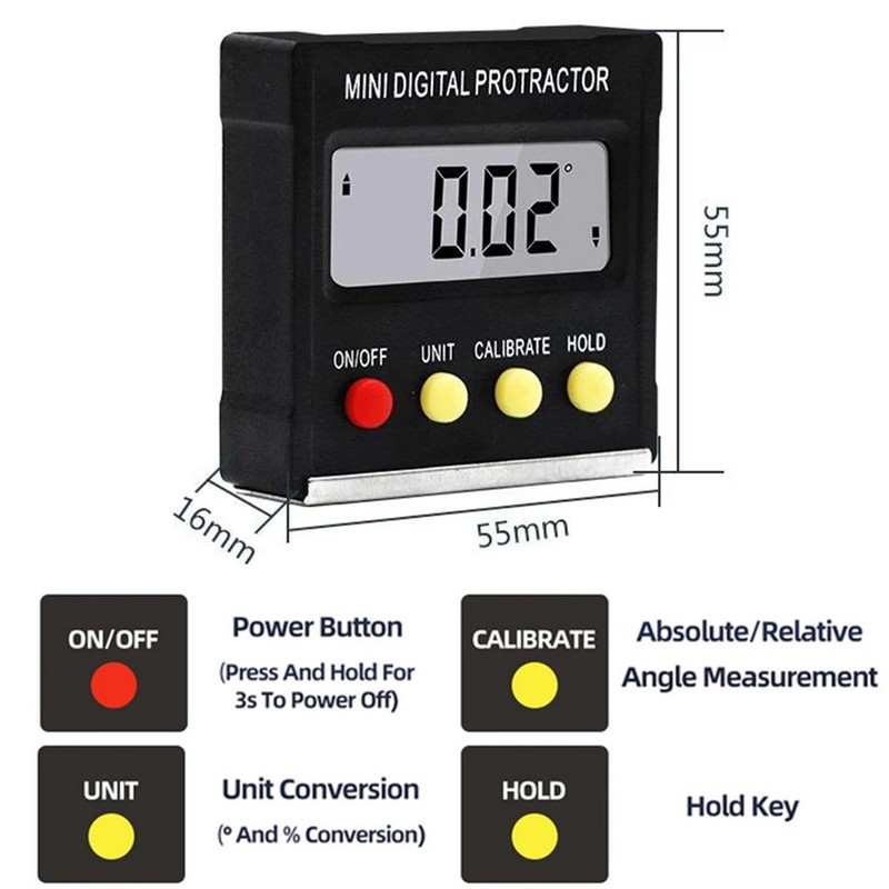 Bestgle Mini Angle Gauge Digital Angle Finder Protractor Magnetic Angle