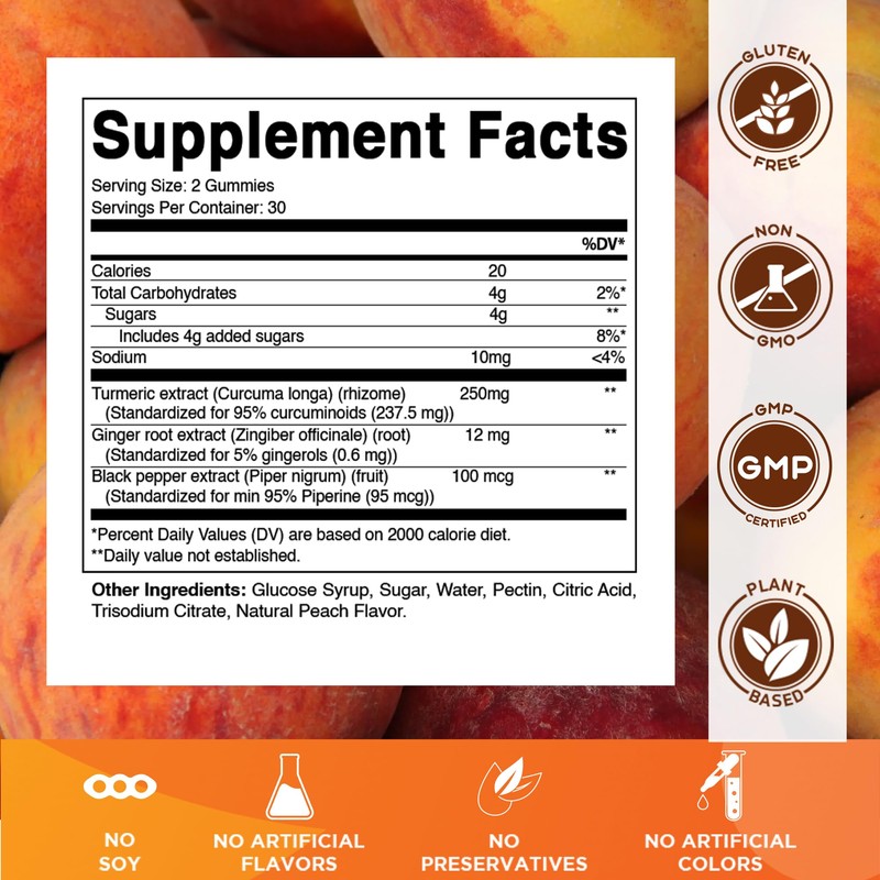 Vitamatic Turmeric Gummy with Ginger & Black Pepper Extract –