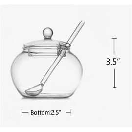 123Arts Clear Glass Sugar Bowl With Lid and Sugar Serving Spoon,8 ounces