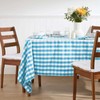 HOMESCAPES Blue Gingham Table Cloth Block Check Pattern 100% Cotton