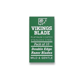 Double Edge Safety Razor Blades, Swedish Steel, 10 Count, by VIKINGS BLADE, Platinum Coated Replacement Razor Blade & Refills, Eco Friendly, Smooth, Close, Clean Shaving Blades, Mild & Gentle on Skin