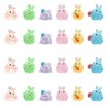 KeyQueen 24 Pcs Luminous Resin Animals, Tiny Toy Resin Rabbit