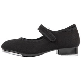 Linodes Canvas Upper Easy Strap Tap Shoe Dance Flats for Girls and Boys (Toddler/Little Kid/Big Kid)-Black-9M-Toddler