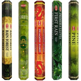 Hem Incense Sticks Variety Pack #12 and Incense Stick Holder Bundle with 5 Forest Themed Fragrances