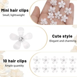 LOMSUXA Pack of 10 White Mini Flowers Hair Clips Small Hair Clip Flower Cute Hair Clips Flower Hair Pins Decorative Hair Clips Wedding Hair Clips Flower Hair Accessories