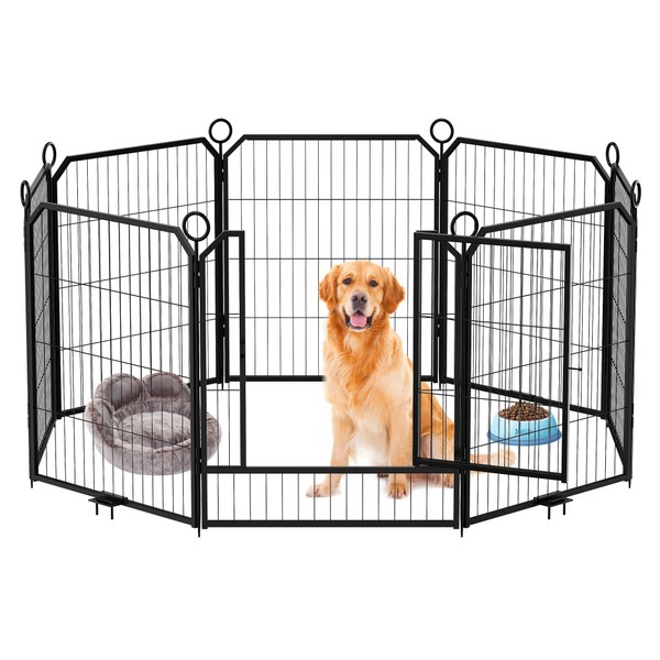 Dog Playpen Outdoor,8panel Dog Fence with Gate for Yard,Pet Exercise