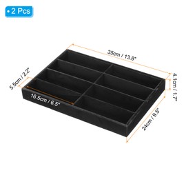 PATIKIL Glasses Organizer Trays, 2 Pcs Velvet Sunglass Organizer Tray Jewelry Organizer Display Box for Displaying Sunglasses Jewelry Watch, Black