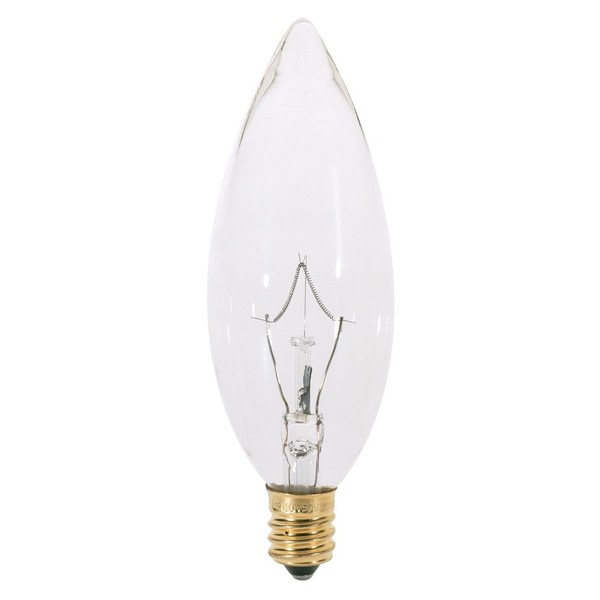 (25 Pack) Satco S3282 Torpedo Incandescent Light Bulb, 25 Watt, Clear