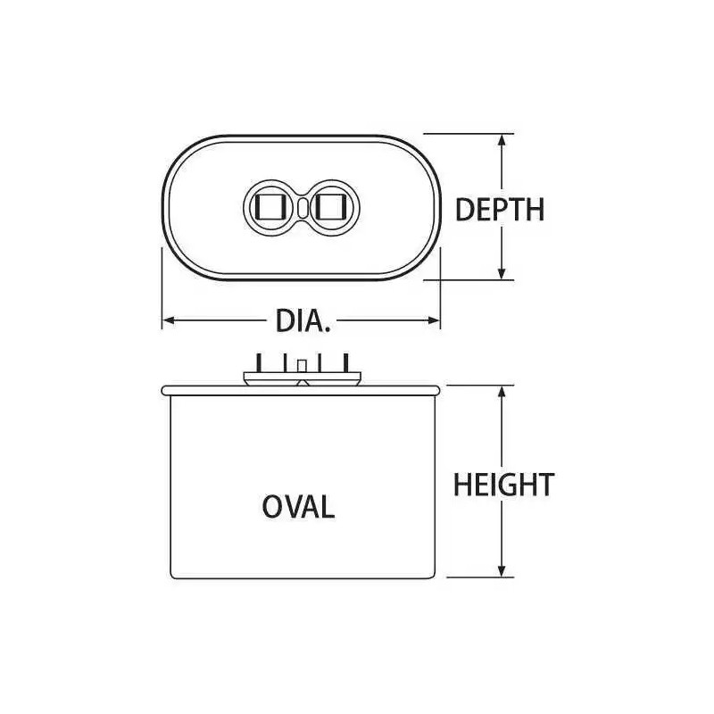 Vanguard OV-7.5-370 Oval Run Capacitor, 370 VAC, 7.5 µF, 50-60Hz,