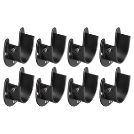 sourcing map 1.45'' Dia Stainless Steel Rod Socket Flange Rod Holder Bracket End Supports for Bathroom Closet Curtain, Set of 8, Black