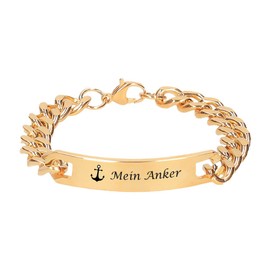 aplusashop Solid ID Stainless Steel Bracelet with Engraving as Desired with Box in 4 Colours No. 4, Stainless Steel, without stone